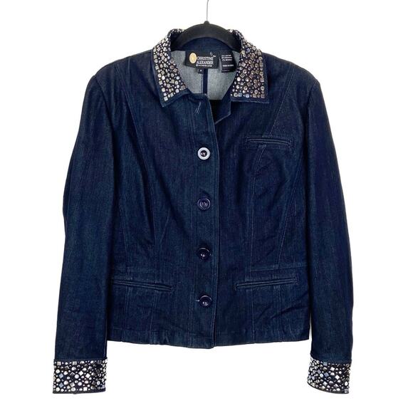 Christine Alexander Studded Jean Jacket Dressy Tailored Fit Western Boho Small - Picture 5 of 9